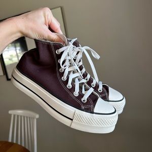 Platform high top brown converse